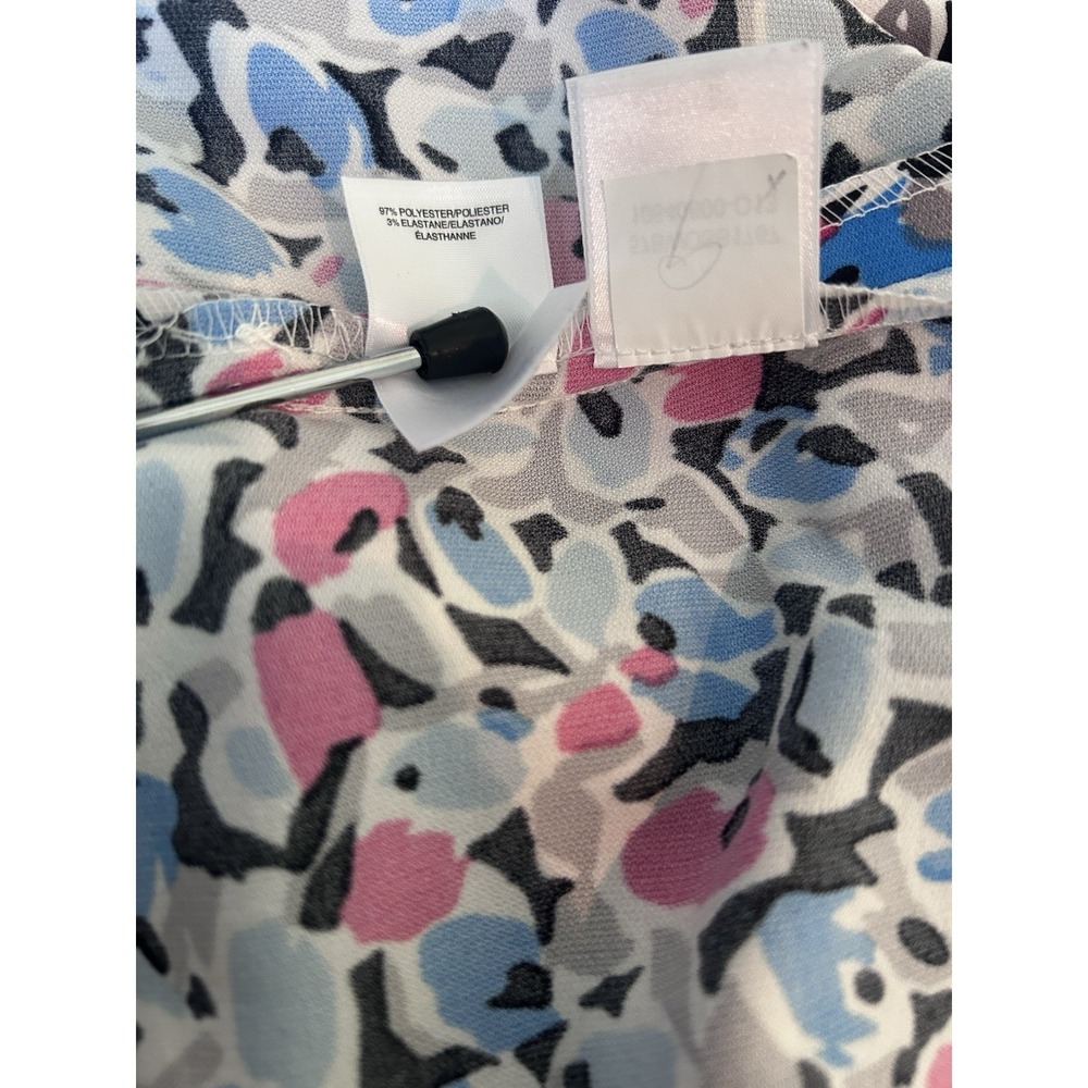 Nine West Blue Pink Gray Geometric Sleeveless Top Size 22 Stretch Tailored - Picture 8 of 8